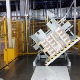 pallet flipper with boxes
