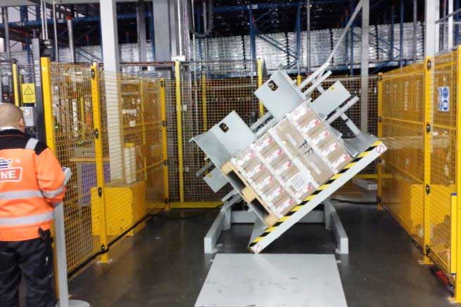 pallet flipper with boxes