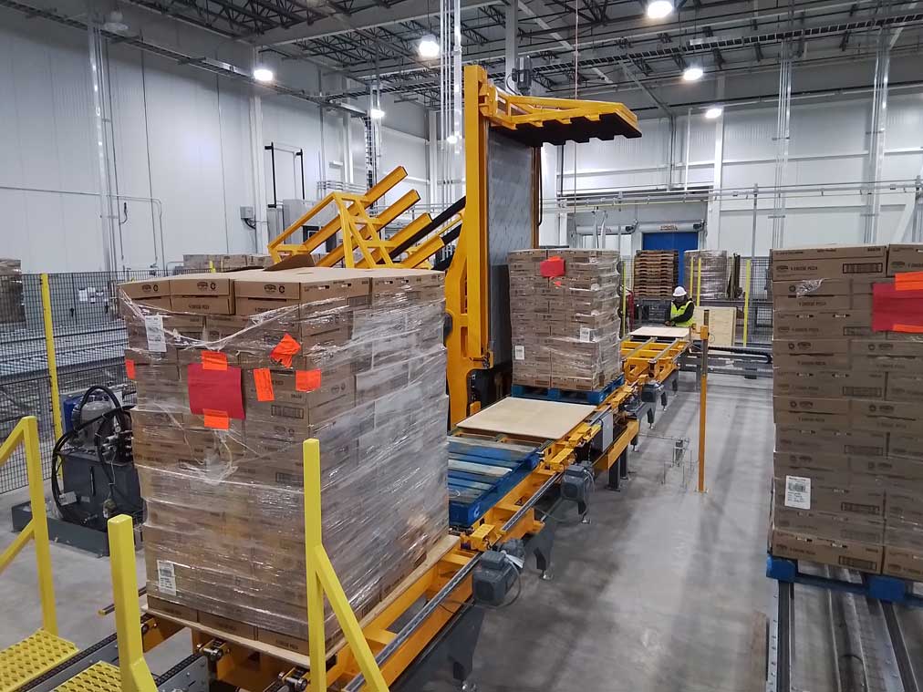 automated pallet inverter with Automatic Pallet Shift system