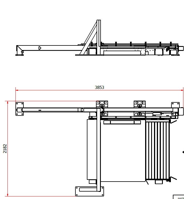 Stationary pallet changer Eagle Mover layout for automated pallet changing in industrial environment