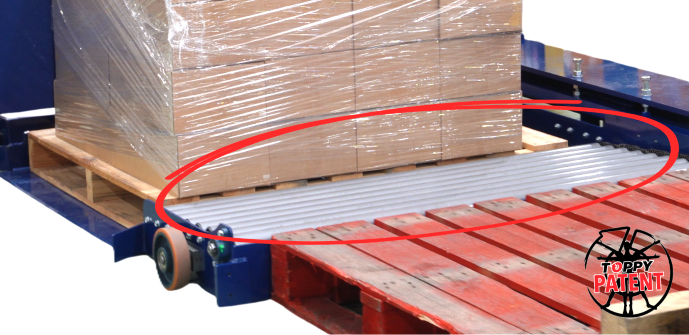 Micro rollers system of Eagle pallet changer enabling smooth pallet sliding and transfer between pallets